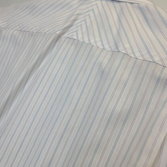 Joseph Abboud Mens 16-32 Tailored Fit Cotton White Striped White Dress Shirt - Picture 8 of 16